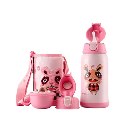 三盖粉色兔子