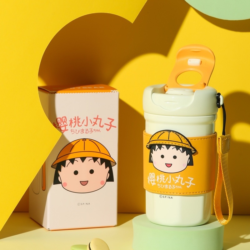 杯具熊与樱桃小丸子ip品牌方联合推出了一款陶瓷覆层内胆咖啡杯